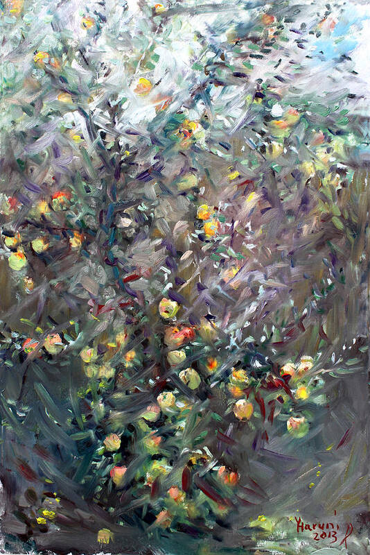 Apples Art Print featuring the painting Apple Tree by Ylli Haruni