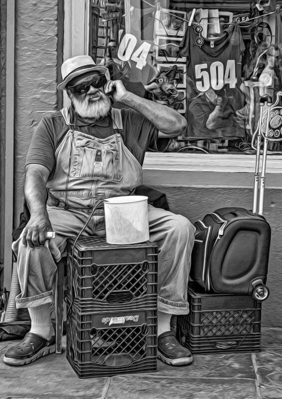 French Quarter Art Print featuring the photograph At His Office - Grandpa Elliott Small bw by Steve Harrington