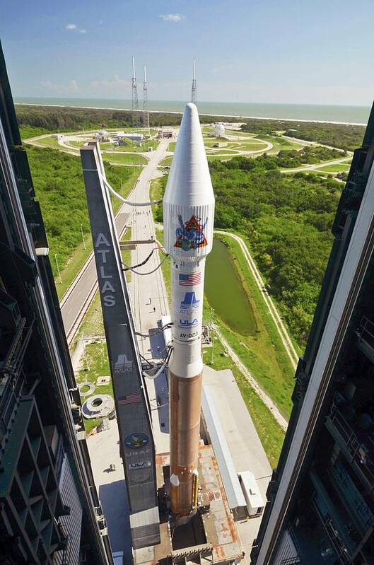 Atlas V Art Print featuring the photograph Atlas V Rocket On Launch Pad by National Reconnaissance Office