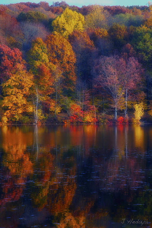 Fall Art Print featuring the photograph Autumn Rainbow Lake Reflection by Joseph Hedaya