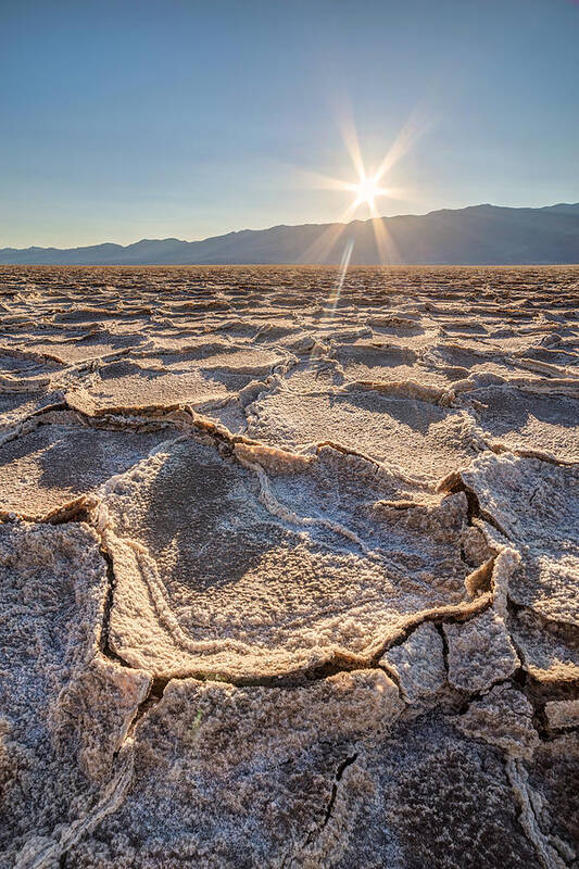 Badwater Art Print featuring the photograph Badwater salt formation at sunset by Pierre Leclerc Photography