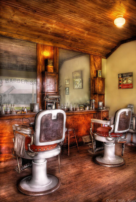 Barber Art Print featuring the photograph Barber - The Barber Shop II by Mike Savad