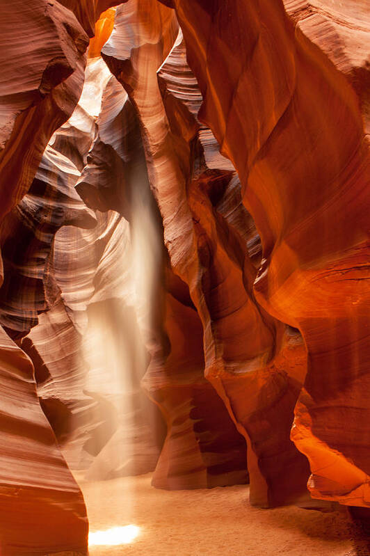 Travel Art Print featuring the photograph Beam of light in Upper Antelope Canyon by Good Focused