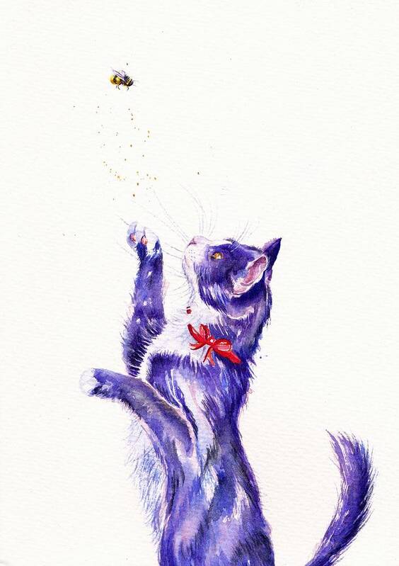 Cat Art Print featuring the painting Bee Pollinated by Debra Hall