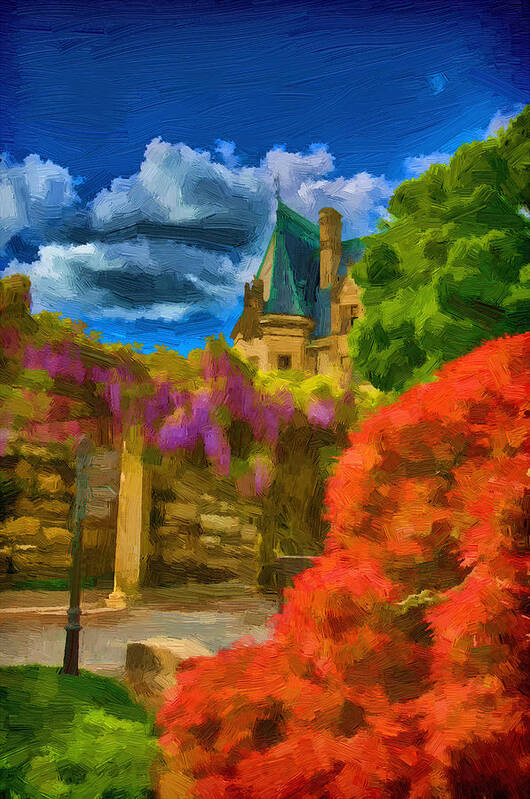 Biltmore House Art Print featuring the painting Behind the Biltmore by John Haldane