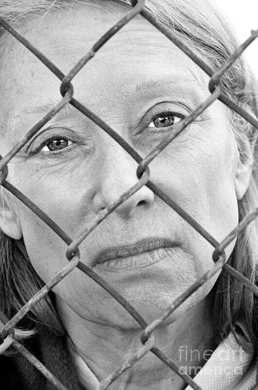 Woman Art Print featuring the photograph Behind the Fence by Kathleen K Parker