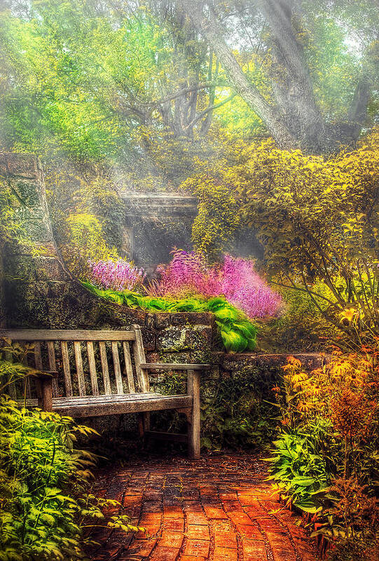 Savad Art Print featuring the photograph Bench - Tranquility II by Mike Savad