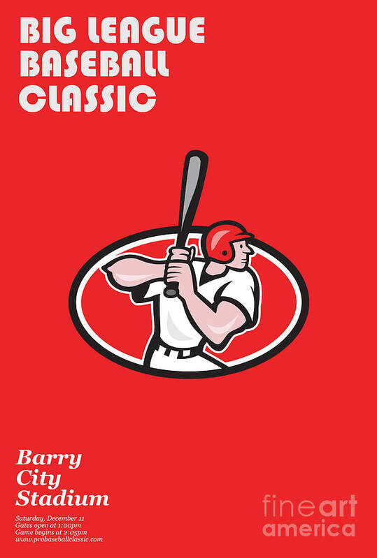 Baseball Art Print featuring the digital art Big League Baseball Classic Poster by Aloysius Patrimonio