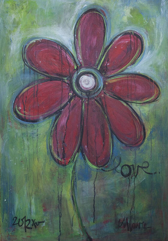 Daisey Art Print featuring the painting Big Love Daisey by Laurie Maves ART
