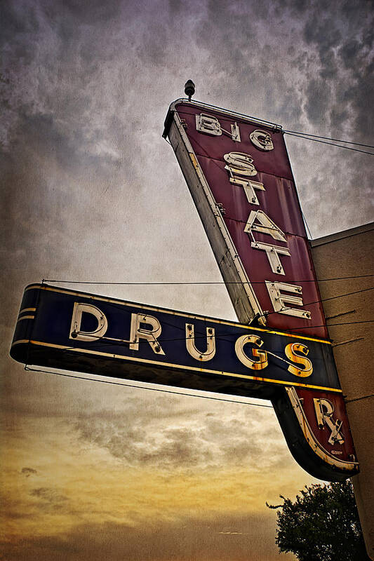 Joan Carroll Art Print featuring the photograph Big State Drugs Irving by Joan Carroll