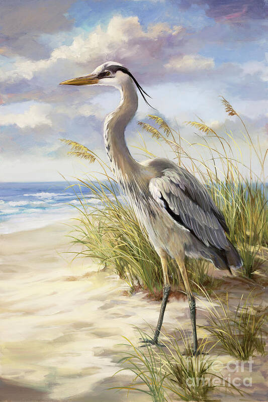Blue Heron Art Print featuring the painting Blue Heron by Laurie Snow Hein