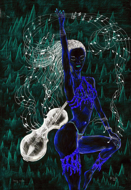 Dancer Art Print featuring the digital art Blue Music. by Kenneth Clarke