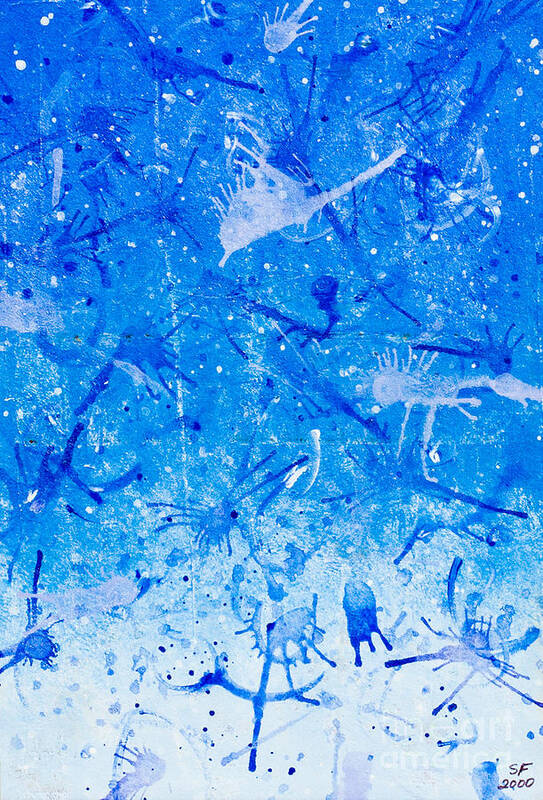  Art Print featuring the painting Blue splatter by Stefanie Forck