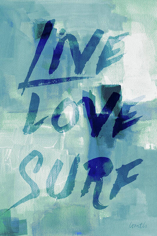 Blue Art Print featuring the digital art Blue Waves II by Lanie Loreth