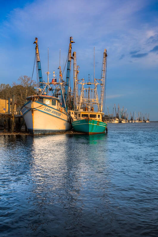 Boats Art Print featuring the photograph Boats in Blue by Debra and Dave Vanderlaan