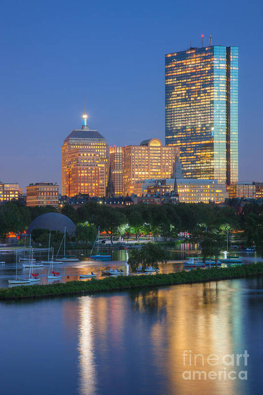 Clarence Holmes Art Print featuring the photograph Boston Night Skyline I by Clarence Holmes