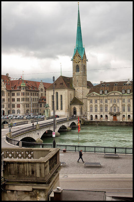 Zurich Art Print featuring the photograph Bridging the Limmat by Jason Wolters