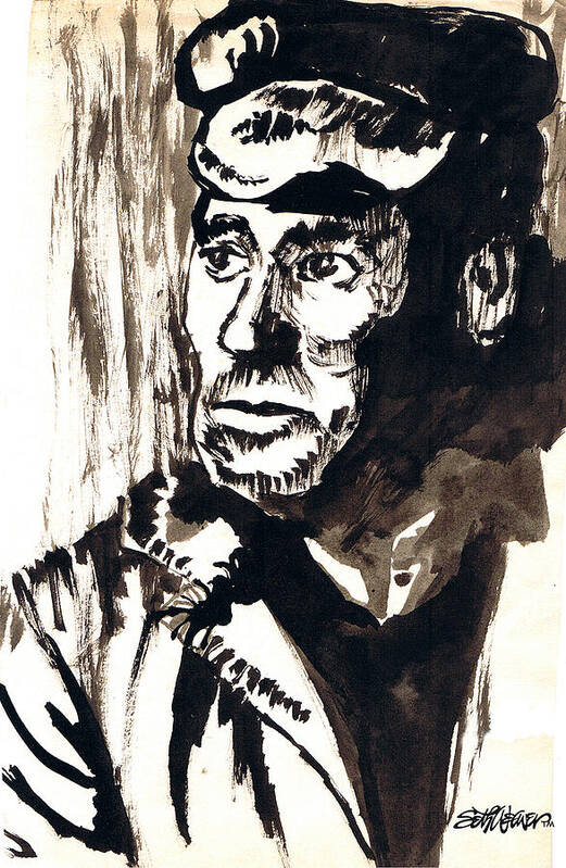 British Coal Miner Art Print featuring the drawing British Coal Miner by Seth Weaver