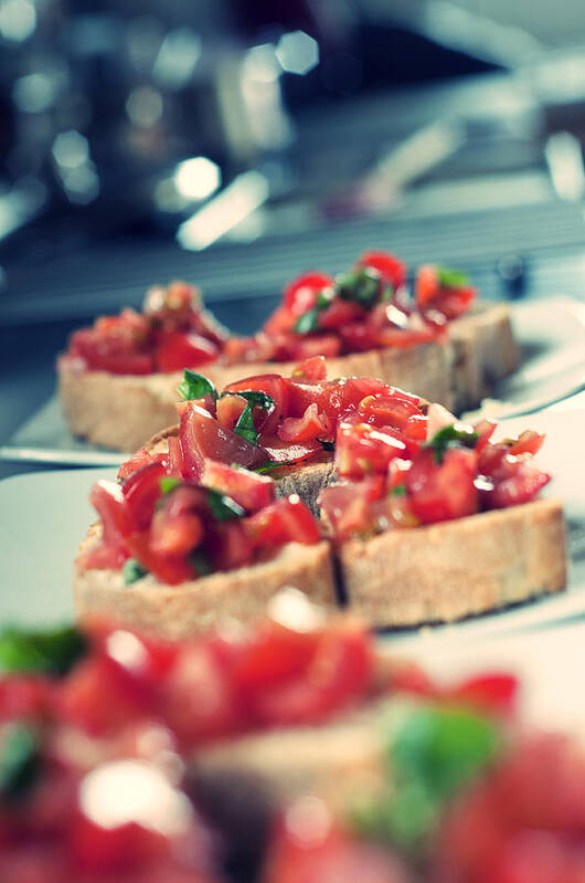 Food Art Print featuring the photograph Bruschetta by Nick Barkworth