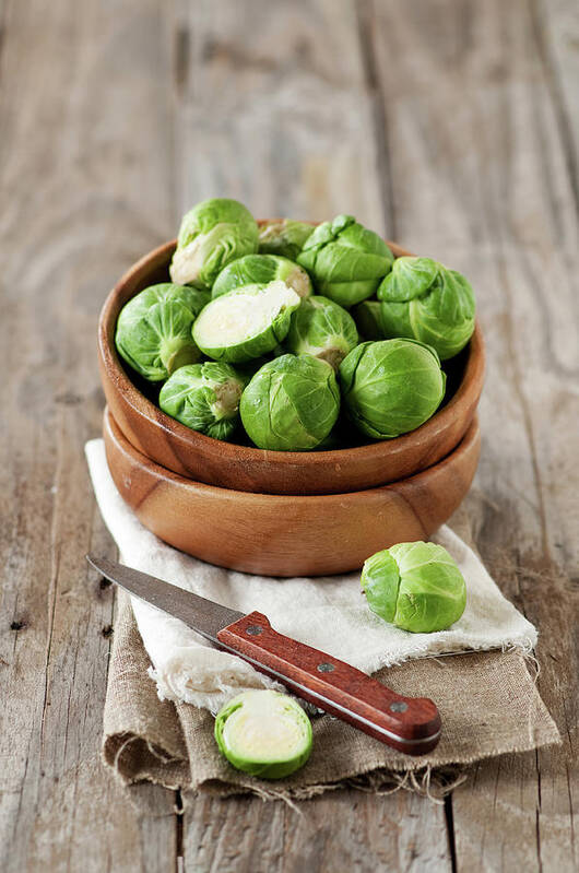Large Group Of Objects Art Print featuring the photograph Brussels Sprouts by Oxana Denezhkina