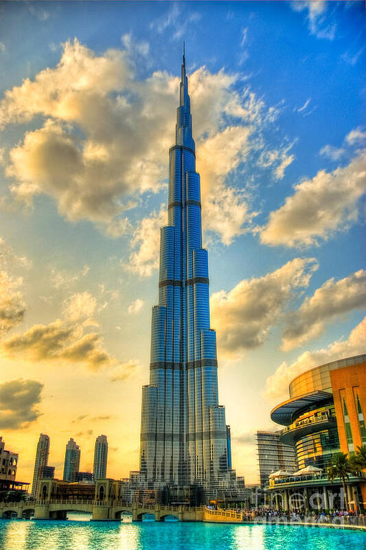 Burj Khalifa Building Dubai Framed CANVAS WALL ART Picture Print 