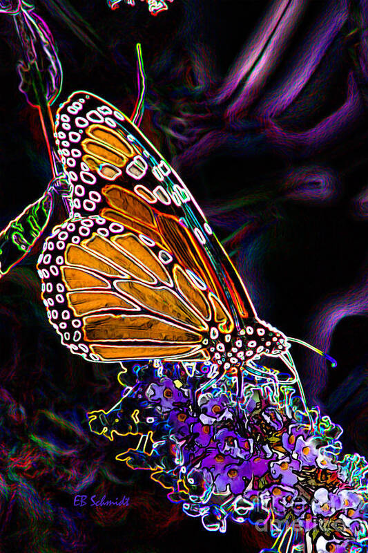 Butterfly Garden Art Print featuring the digital art Butterfly Garden 24 - Monarch by E B Schmidt