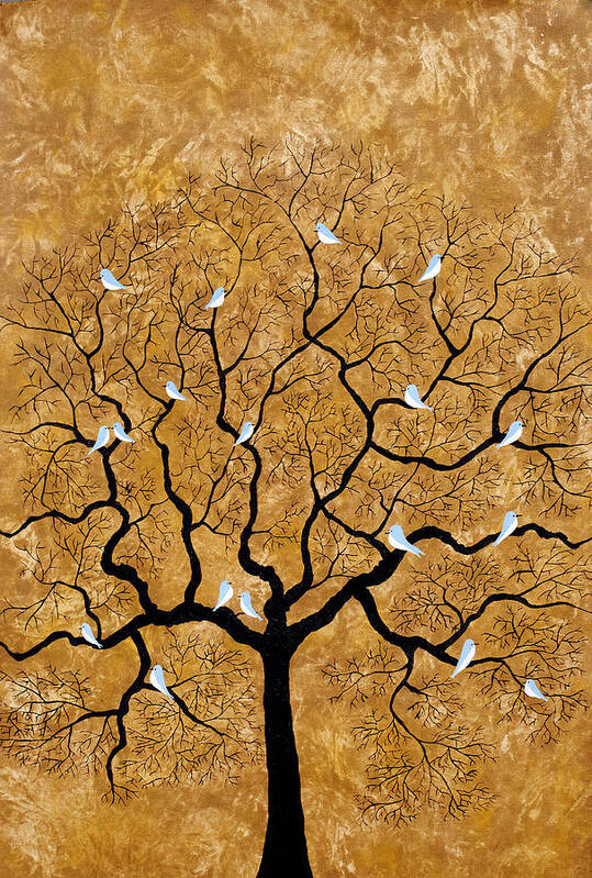 Treescape Art Print featuring the painting By the tree by Sumit Mehndiratta