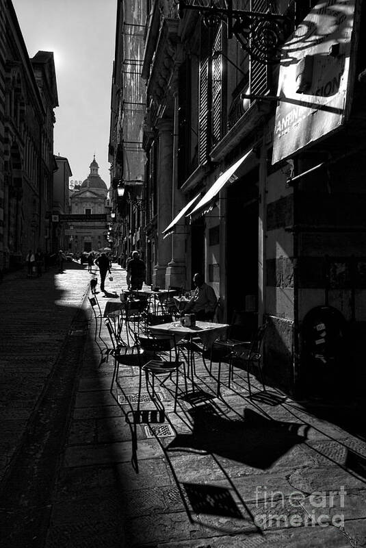 Genoa Art Print featuring the photograph Cafe Shadows by Paul and Helen Woodford