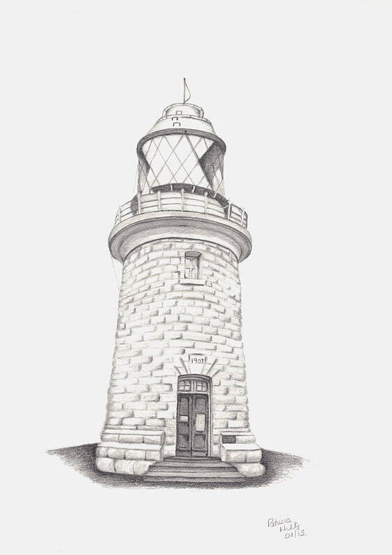 Lighthouse Art Print featuring the drawing Cape Naturalist Lighthouse by Patricia Hiltz