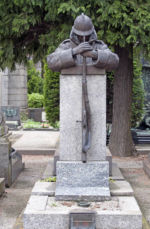 Vertical Art Print featuring the photograph Captain Giuseppe Cancelliere Grave Marker Monumental Cemetery by Sally Rockefeller