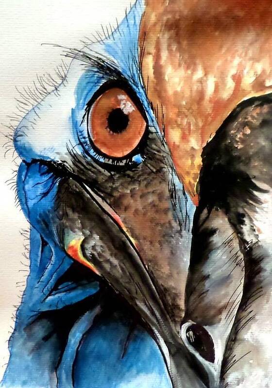 Cassowary Art Print featuring the painting Cassowary No 2 by Anne Gardner
