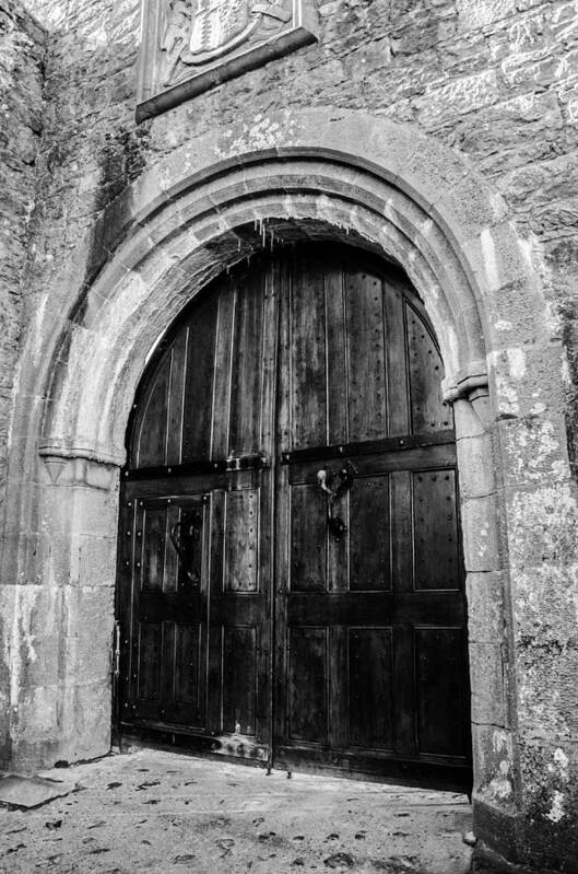 Castle Art Print featuring the photograph Castle Door in Black and White by AMB Fine Art Photography