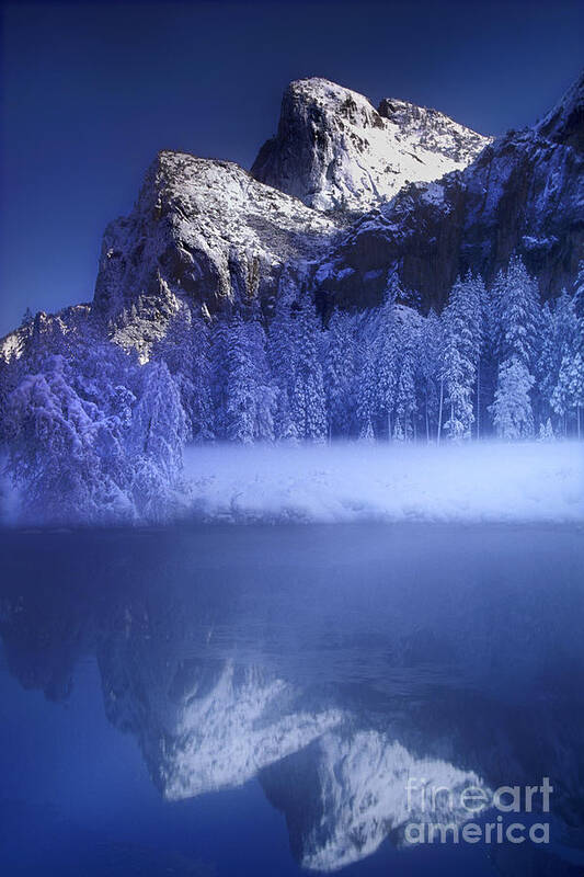 Yosemite National Park Art Print featuring the photograph Cathedral Rocks Reflection Yosemite National Park by Dave Welling