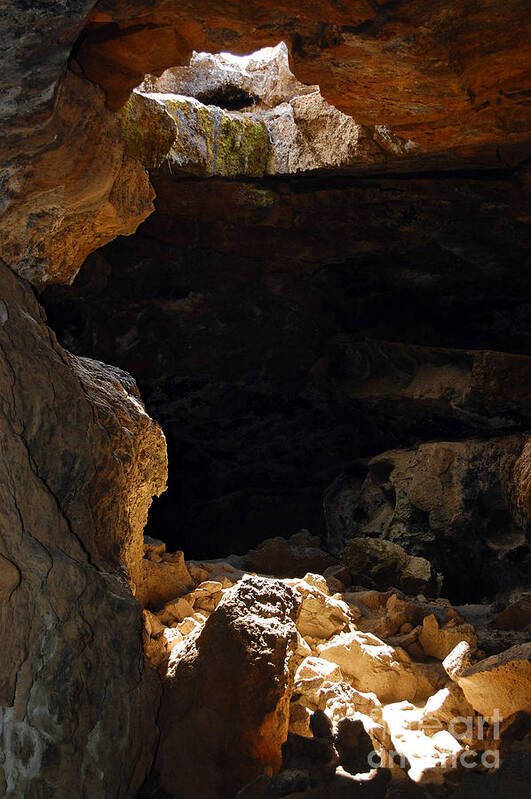 Lava Beds National Monument Art Print featuring the photograph Cave Light by Debra Thompson