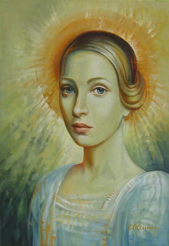 Portrait Art Print featuring the painting Celestial by Elena Oleniuc