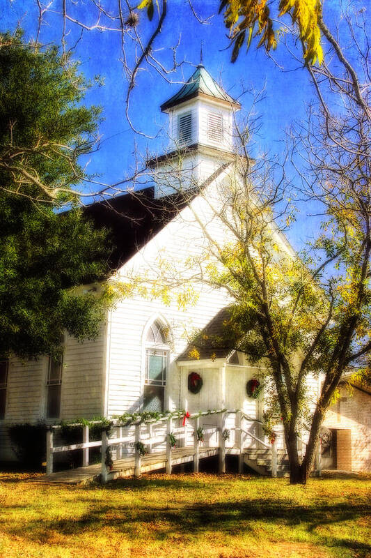 Church Art Print featuring the photograph Christmas in South Texas by Joan Bertucci