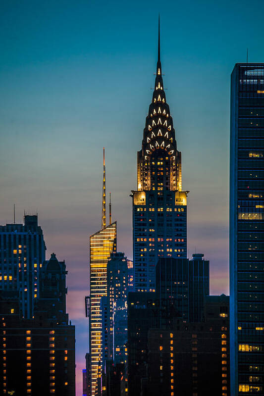 Forty Second Street Art Print featuring the photograph Chrysler Building At Sunset by Chris Lord