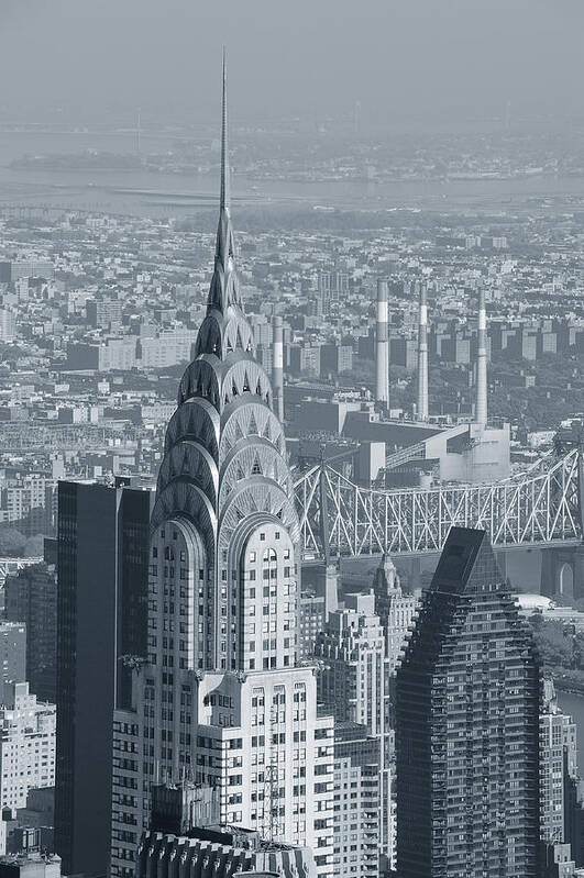 New York Art Print featuring the photograph Chrysler Building black and white by Songquan Deng