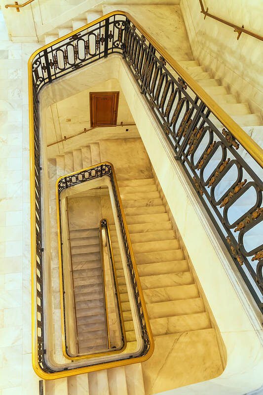 City Art Print featuring the photograph City Hall Stairway by Jonathan Nguyen