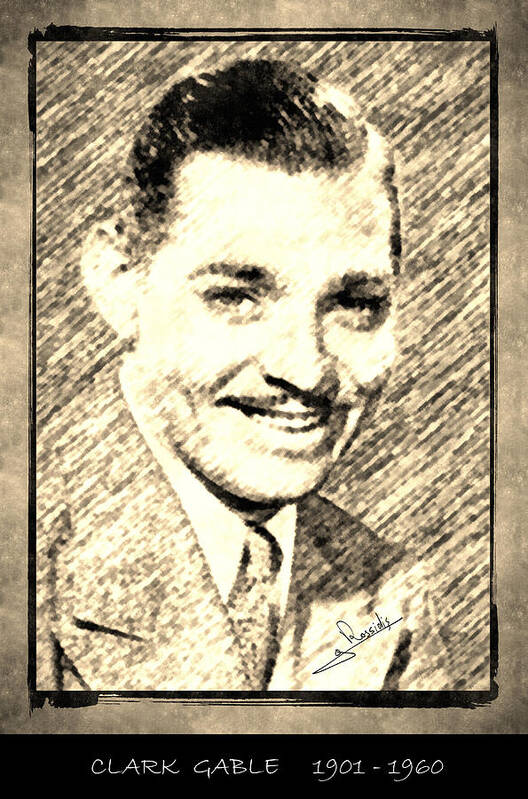 Clark Gable Art Print featuring the drawing Clark Gable by George Rossidis