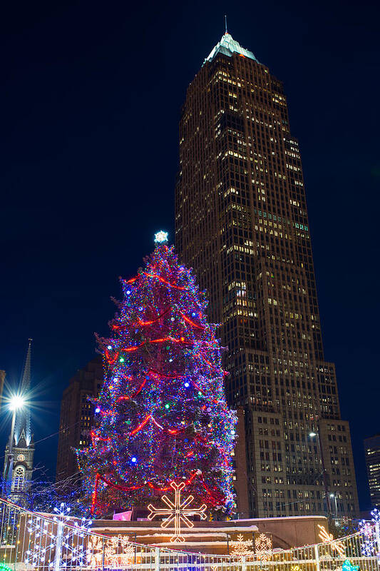 Cleveland Art Print featuring the photograph Cleveland's Christmas Tree and Key Tower by Clint Buhler