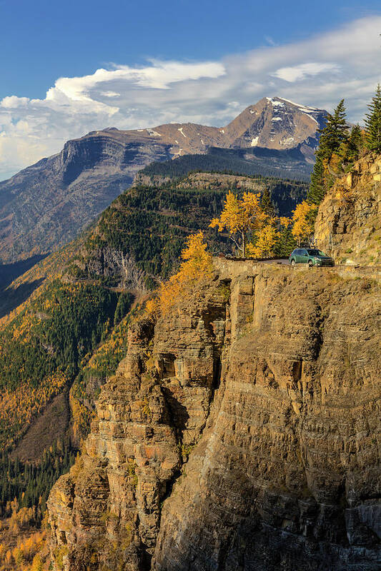 Autumn Art Print featuring the photograph Cliffs Along Going To The Sun Road by Chuck Haney