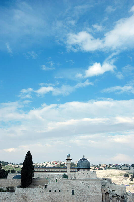 Dome Of The Rock Art Print featuring the photograph Clouds Over Al-aqsa Mosque by Zepperwing