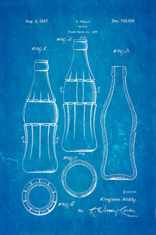 Coca Cola Bottle Patent 1937 Blueprint Print by Ian Monk - Fine Art America