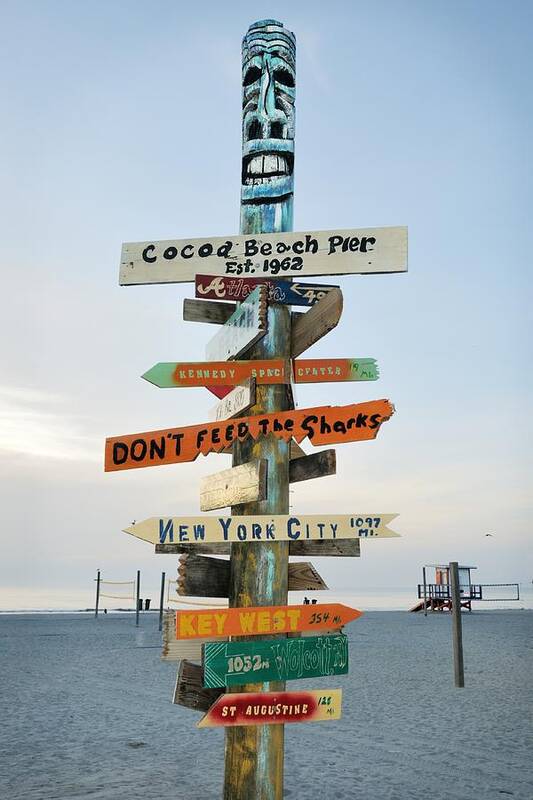 Oocoa Beach Art Print featuring the photograph Cocoa Beach Tiki by Bradford Martin