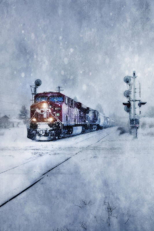 Train Art Print featuring the photograph Cold Nights On The Midnight Train Color by Theresa Tahara