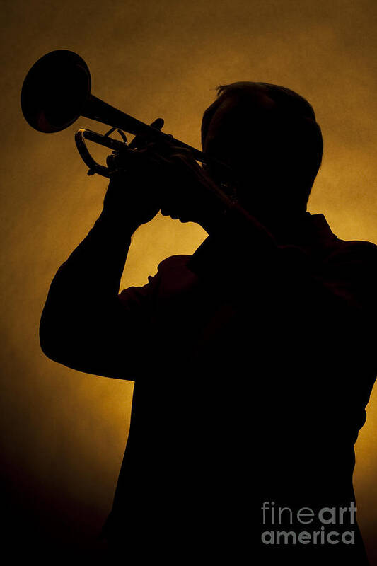 Silhouette Art Print featuring the photograph Color Silhouette of Trumpet Player 3019.02 by M K Miller