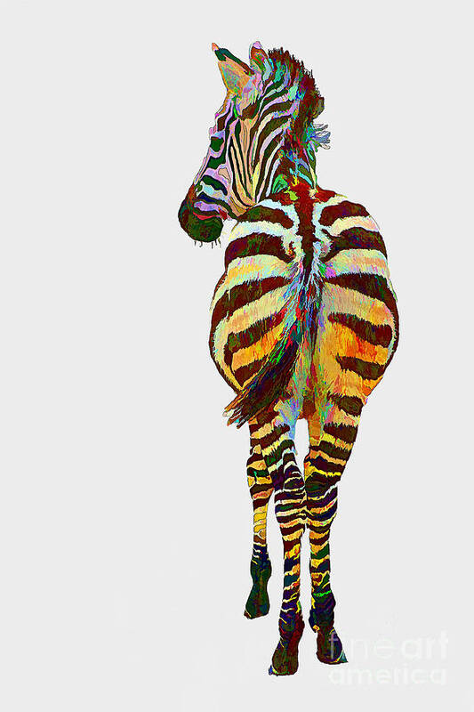 Animal Art Print featuring the mixed media Colorful Zebra by Teresa Zieba