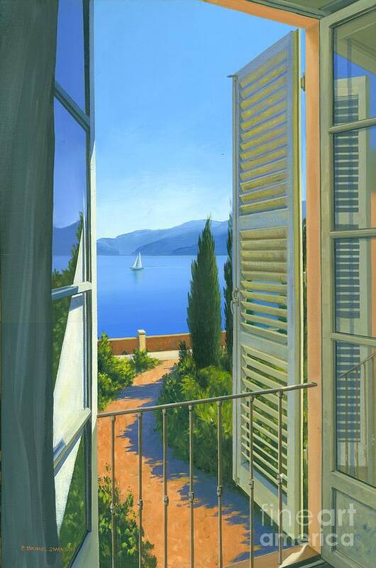 Lake Como Art Print featuring the painting Como View by Michael Swanson