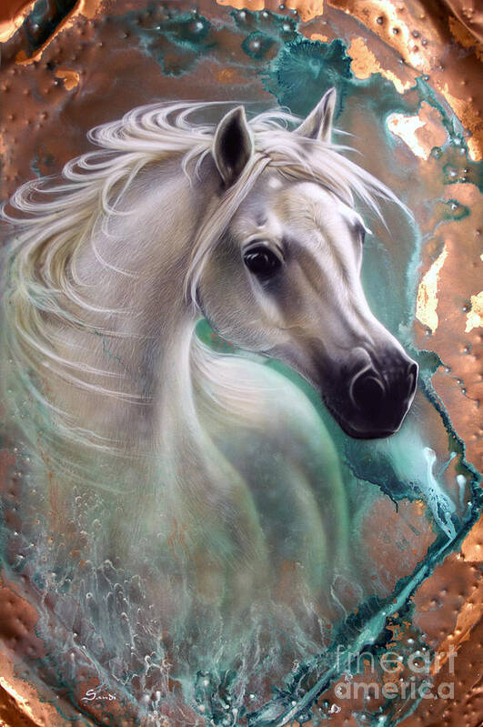 Copper Art Print featuring the painting Copper Grace - Horse by Sandi Baker